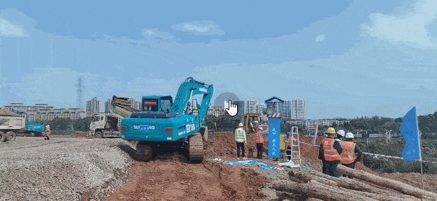 冲锋一线显继续！yp街机智能挖掘机助力长沙方舱医院建设